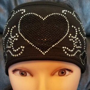 Rhinestone Headband/ Black Heart